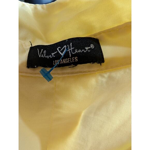 Velvet Heart Los Angeles womens Sirena Button Up Top Sz L Butter Yellow Hi Low - Picture 6 of 6